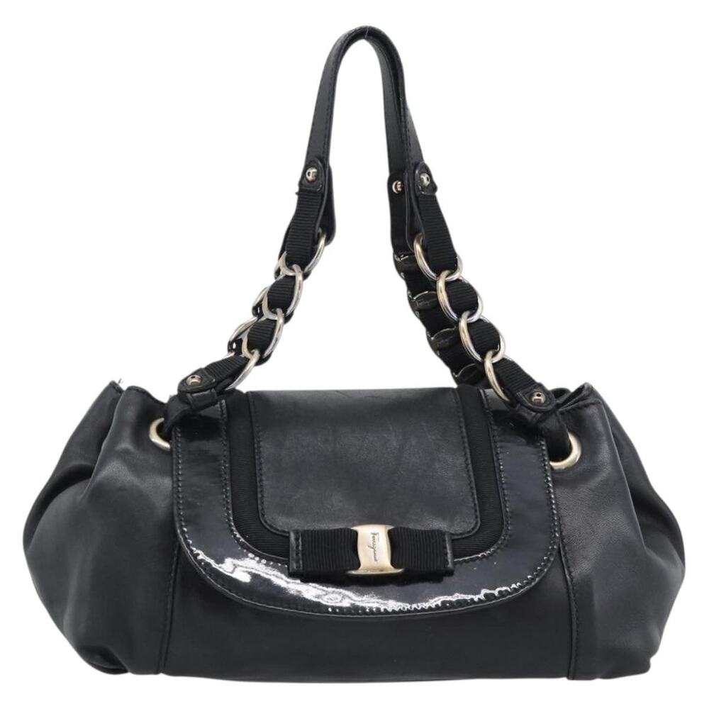 Salvatore Ferragamo Vara Handbag Black Smooth